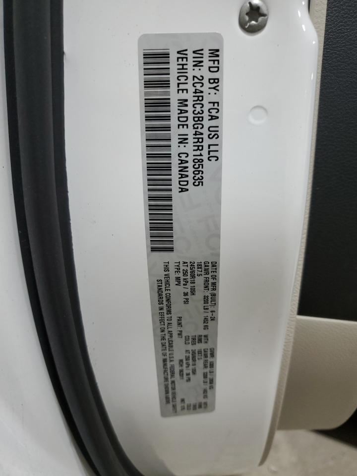 2024 CHRYSLER PACIFICA TOURING L VIN:2C4RC3BG4RR185635