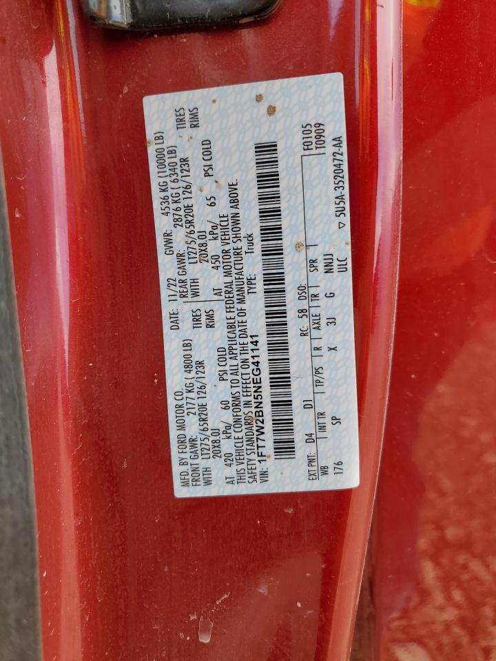 2022 FORD F250 SUPER DUTY VIN:1FT7W2BN5NEG41141