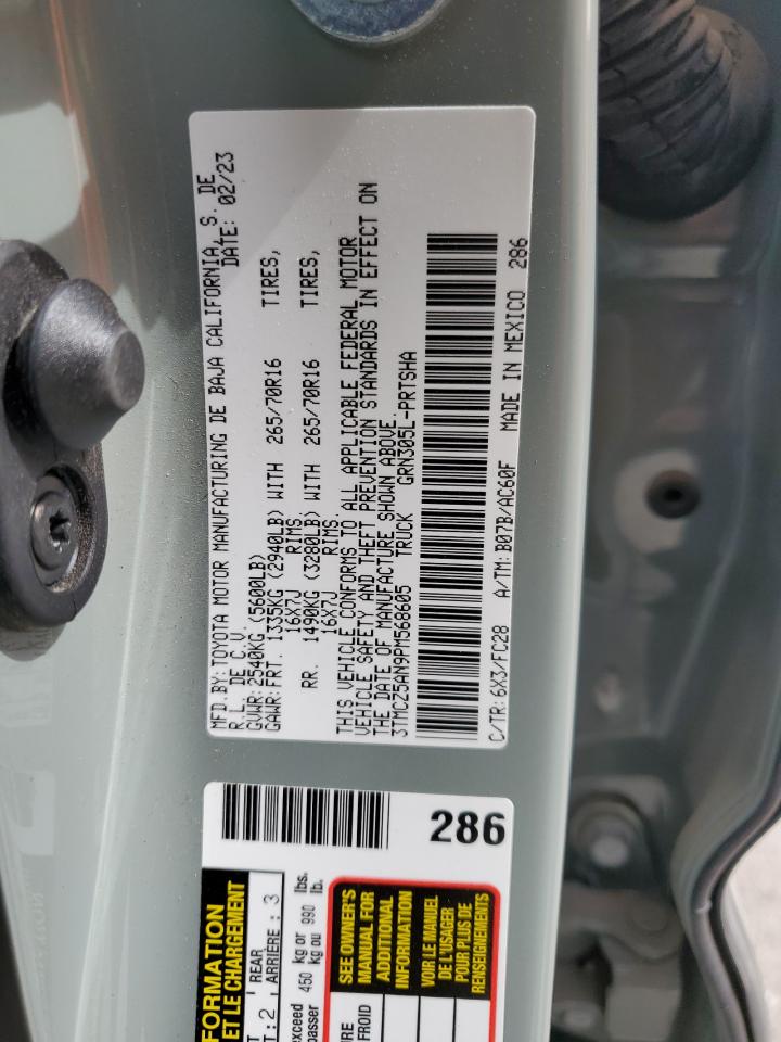 2023 TOYOTA TACOMA DOUBLE CAB VIN:3TMCZ5AN9PM568605