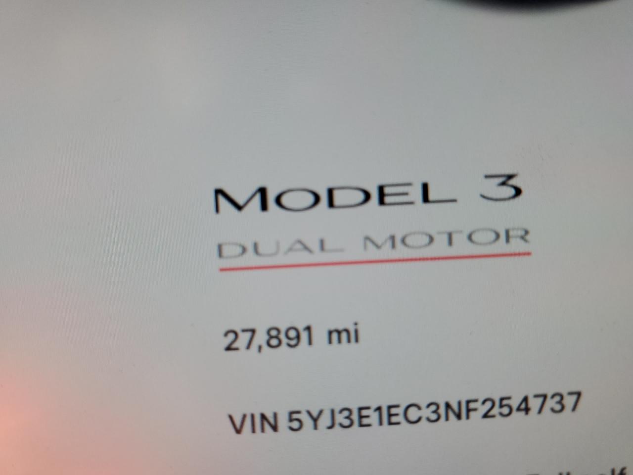 2022 TESLA MODEL 3  VIN:5YJ3E1EC3NF254737