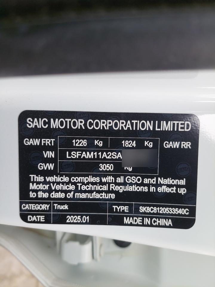 2025 MAXU T60 VIN:LSFAM11A2SA******