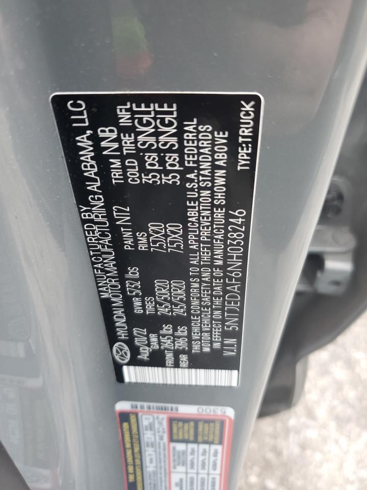 2022 HYUNDAI SANTA CRUZ LIMITED VIN:5NTJEDAF6NH038246