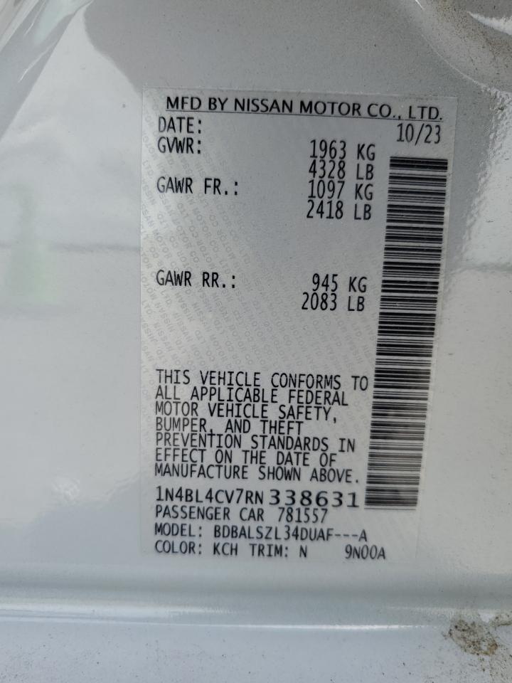 2024 NISSAN ALTIMA SR VIN:1N4BL4CV7RN338631
