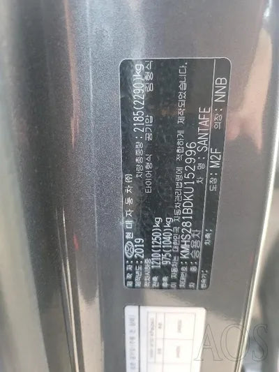 2019 Hyundai Santa FE VIN: