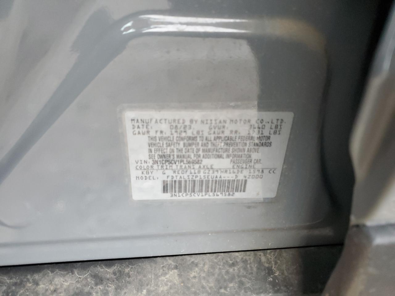 2023 NISSAN KICKS SV VIN:3N1CP5CV1PL569582