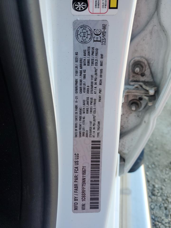 2022 RAM 1500 BIG HORN/LONE STAR VIN:1C6SRFFT5NN116671