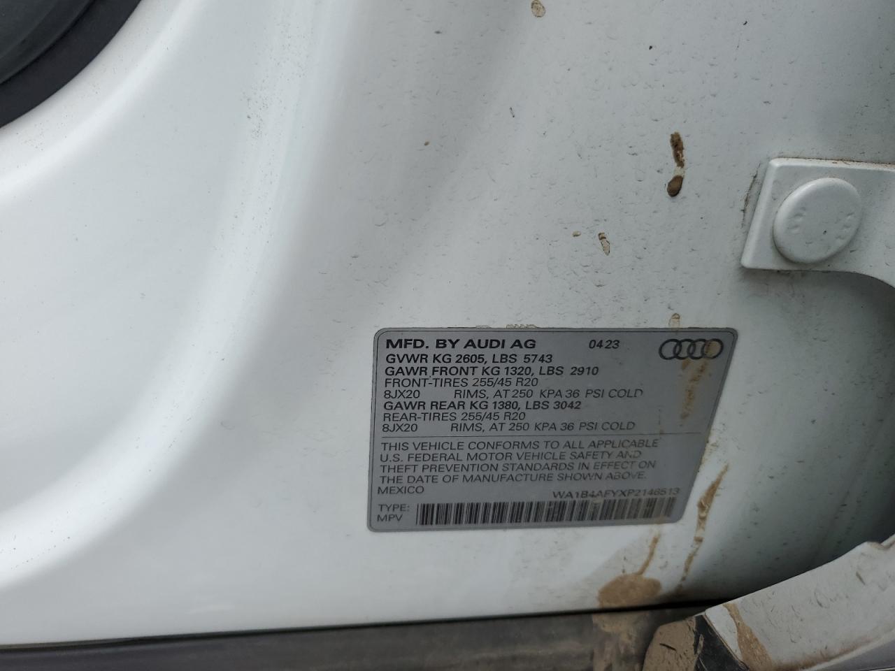 2023 AUDI SQ5 PREMIUM PLUS VIN:WA1B4AFYXP2146513