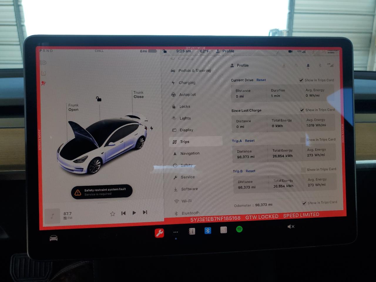 2022 TESLA MODEL 3  VIN:5YJ3E1EB7NF185168