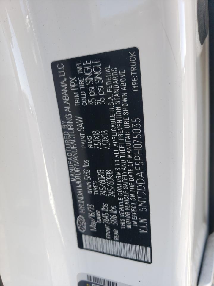 2023 HYUNDAI SANTA CRUZ SEL PREMIUM VIN:5NTJDDAF5PH075035