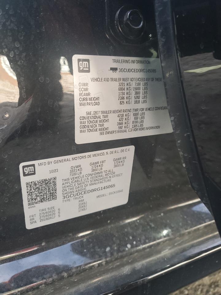 2024 CHEVROLET SILVERADO K1500 TRAIL BOSS CUSTOM VIN:3GCUDCED0RG145065