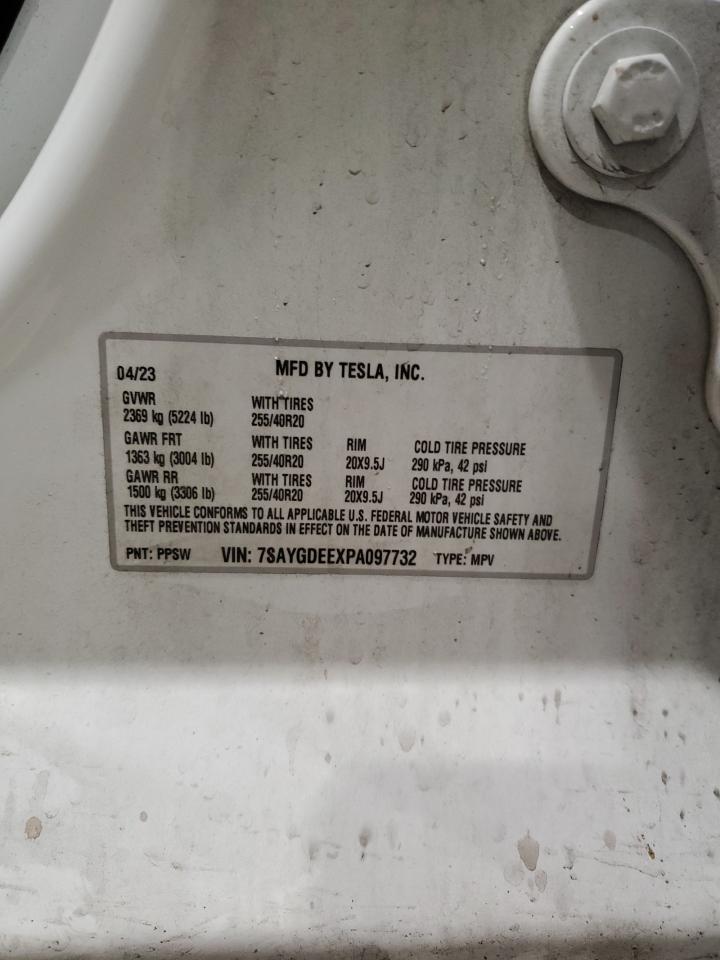 2023 TESLA MODEL Y  VIN:7SAYGDEEXPA097732