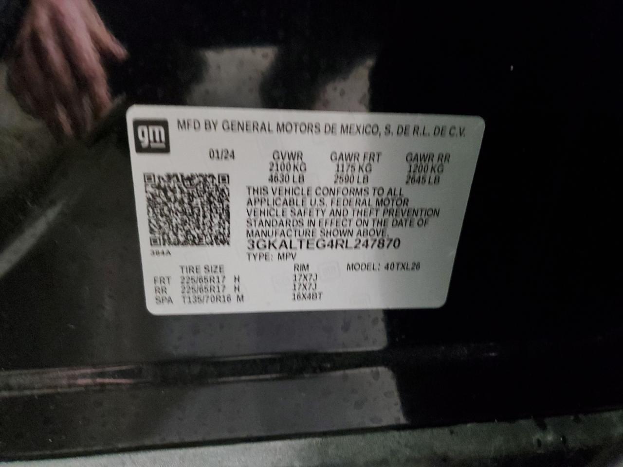 2024 GMC TERRAIN SLE VIN:3GKALTEG4RL247870