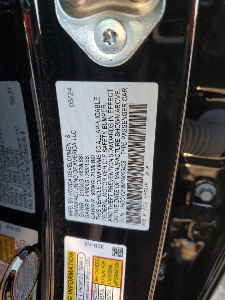 2024 HONDA ACCORD TOURING HYBRID VIN:1HGCY2F89RA066408