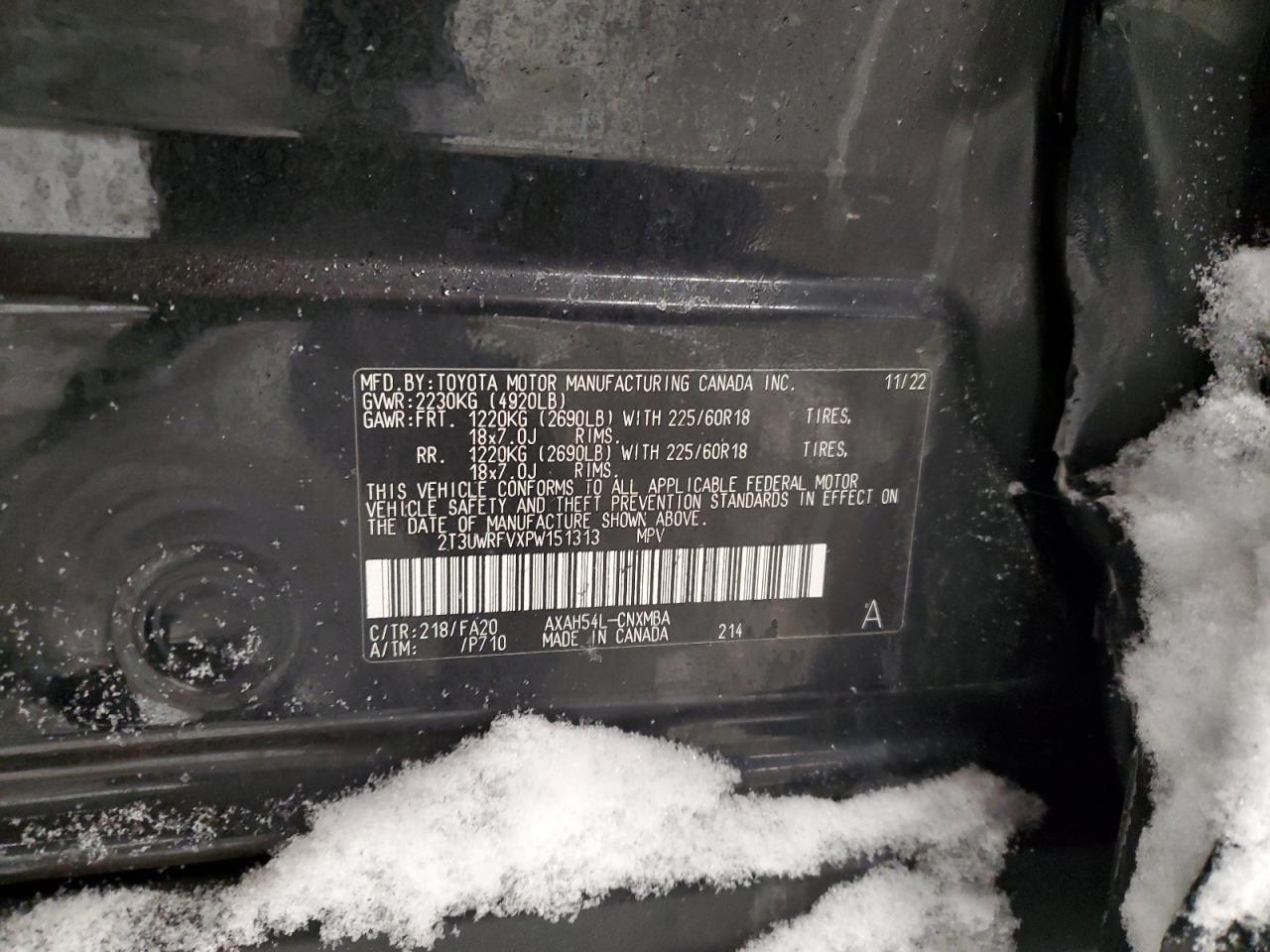 2023 TOYOTA RAV4 WOODLAND EDITION VIN:2T3UWRFVXPW151313