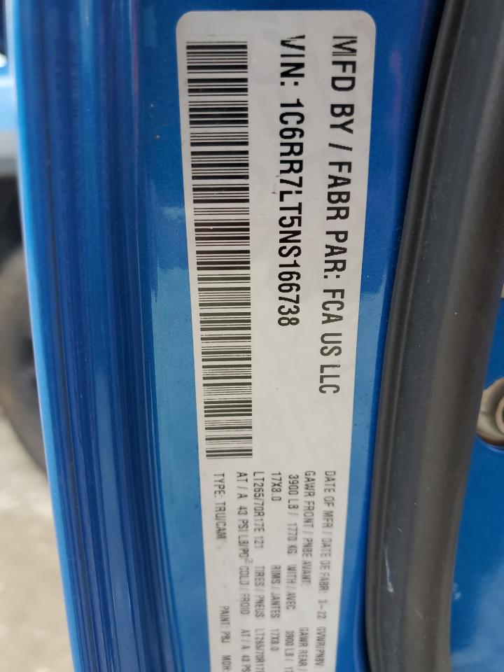 2022 RAM 1500 CLASSIC SLT VIN:1C6RR7LT5NS166738