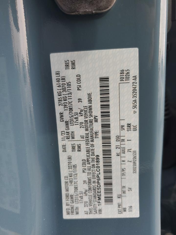 2023 FORD BRONCO BASE VIN:1FMEE5DP6PLC01899