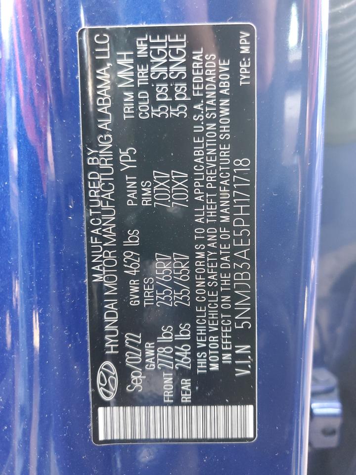 2023 HYUNDAI TUCSON SEL VIN:5NMJB3AE5PH171718