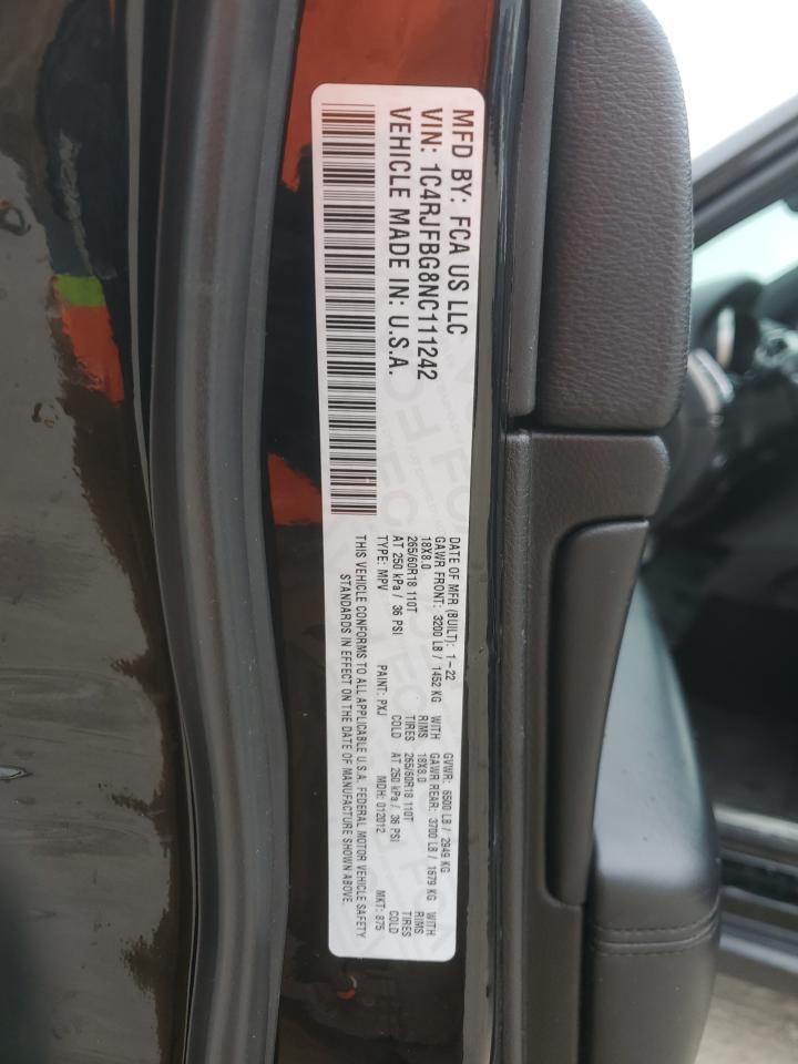 2022 JEEP GRAND CHEROKEE LIMITED VIN:1C4RJFBG8NC111242