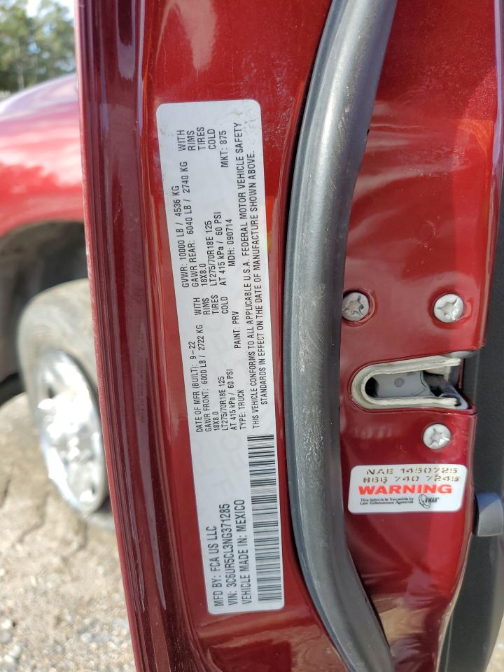 2022 RAM 2500 TRADESMAN VIN:3C6UR5CL3NG371285
