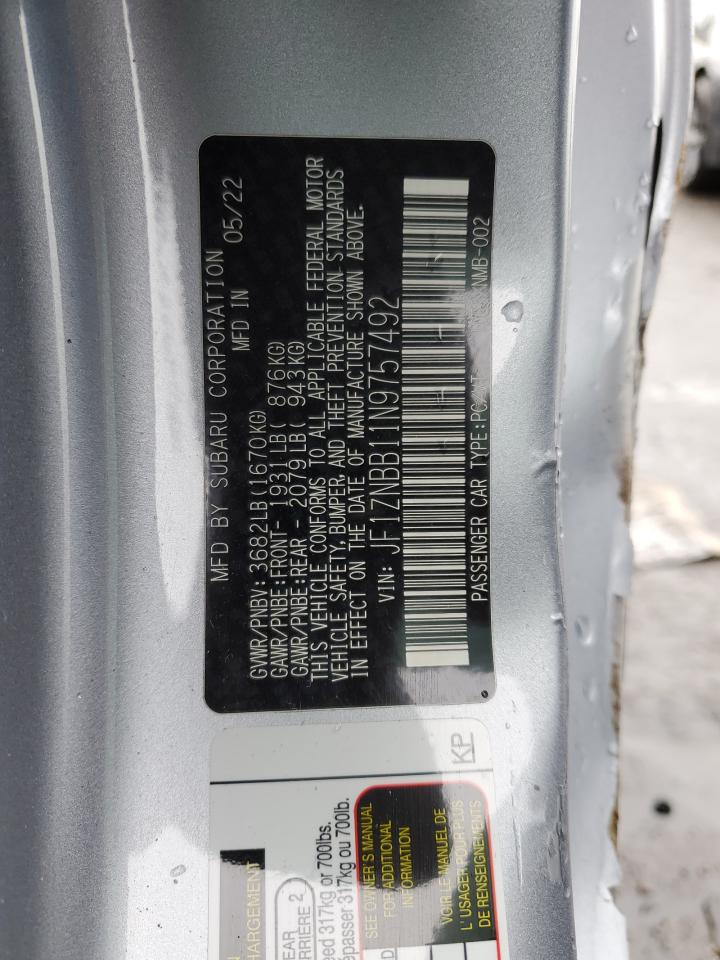 2022 TOYOTA GR 86  VIN:JF1ZNBB11N9757492