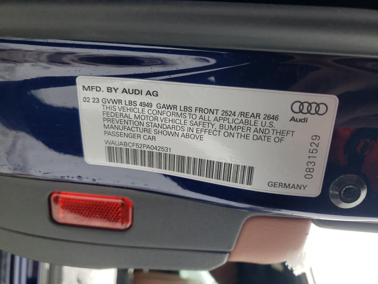 2023 AUDI A5 PREMIUM 40 VIN:WAUABCF52PA042531