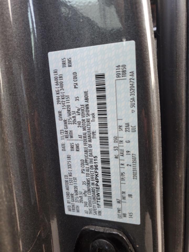 2023 FORD F150 SUPERCREW VIN:1FTEW1EP4PKF96115