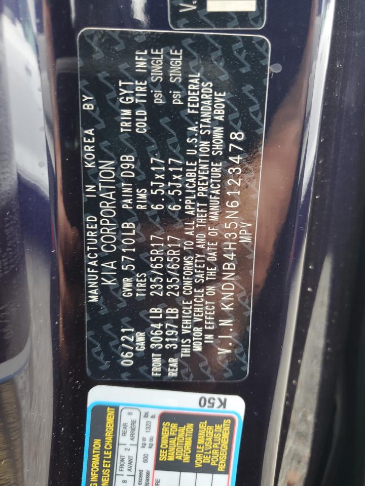 2022 KIA CARNIVAL LX VIN:KNDNB4H35N6123478