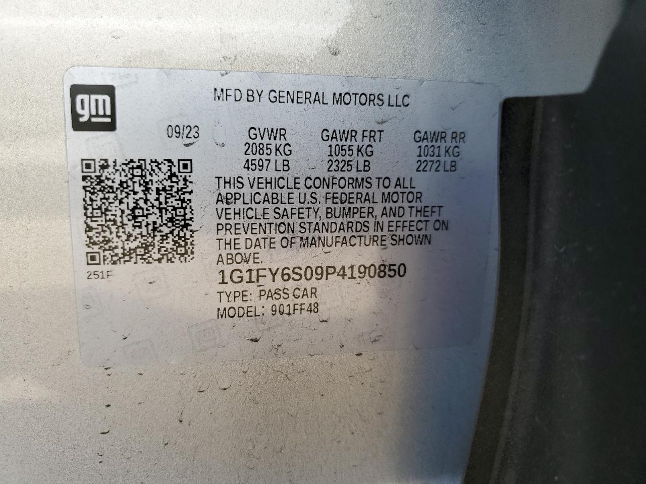 2023 CHEVROLET BOLT EUV LT VIN:1G1FY6S09P4190850