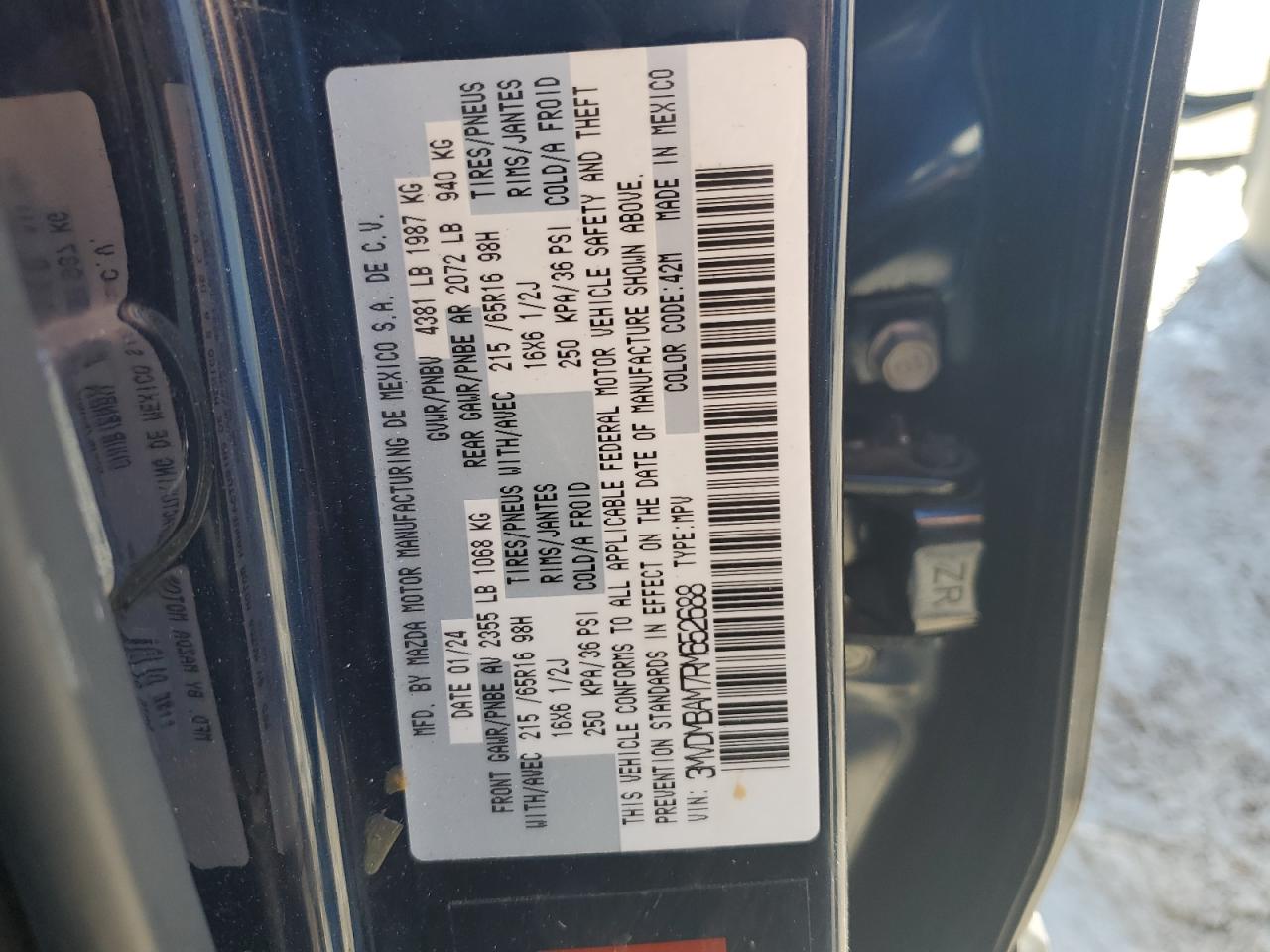 2024 MAZDA CX-30  VIN:3MVDMBAM7RM652688