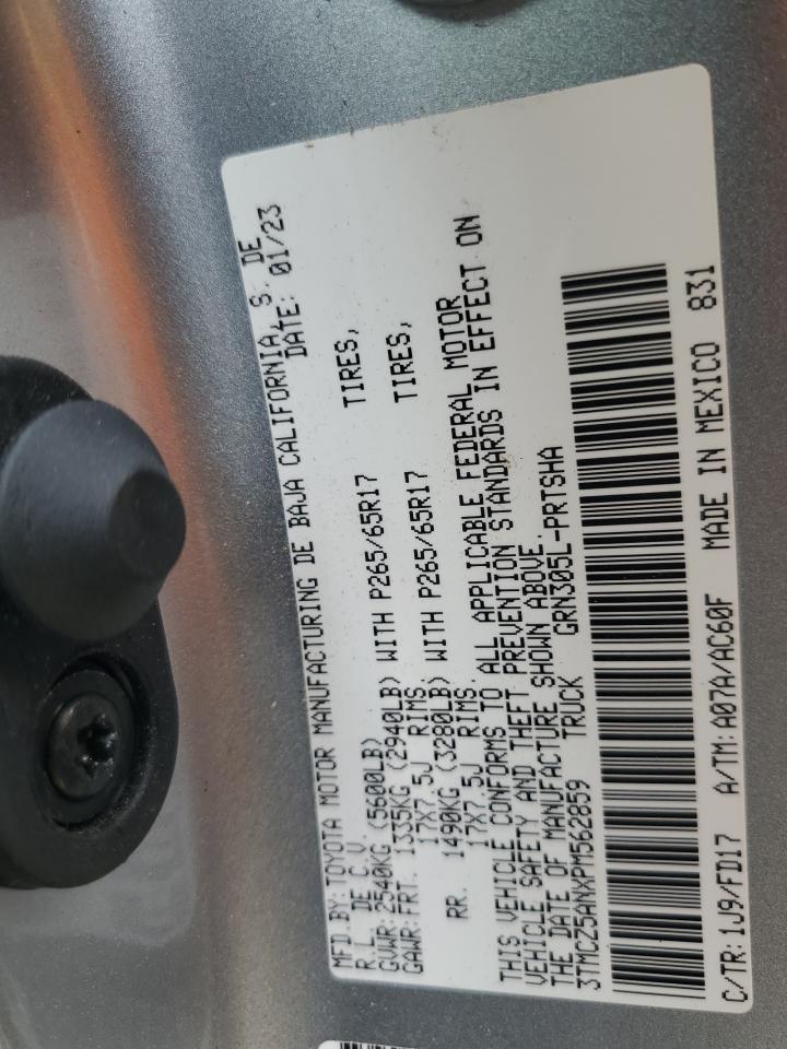 2023 TOYOTA TACOMA DOUBLE CAB VIN:3TMCZ5ANXPM562859