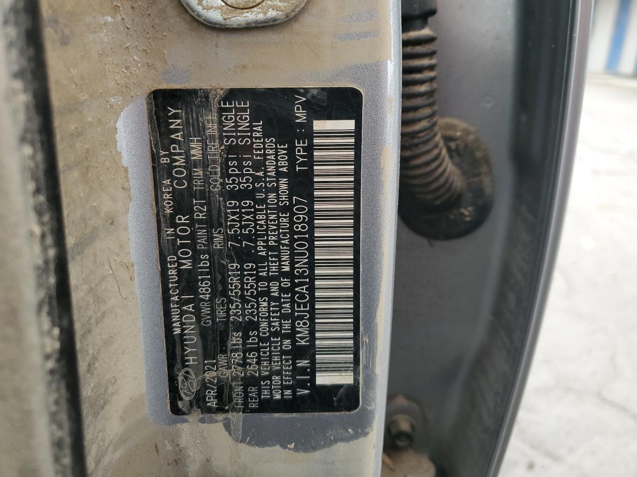 2022 HYUNDAI TUCSON LIMITED VIN:KM8JECA13NU018907