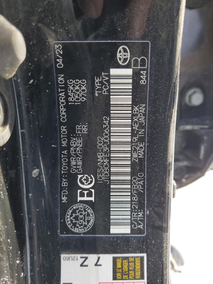 2023 TOYOTA COROLLA LE VIN:JTDBCMFE3PJ006342