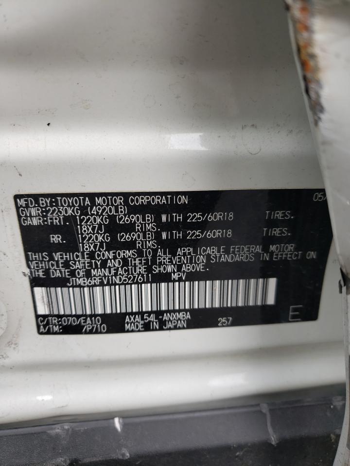 2022 TOYOTA RAV4 XLE PREMIUM VIN:JTMB6RFV1ND527611