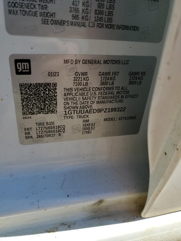 2023 GMC SIERRA K1500 VIN:1GTUUAED9PZ199322