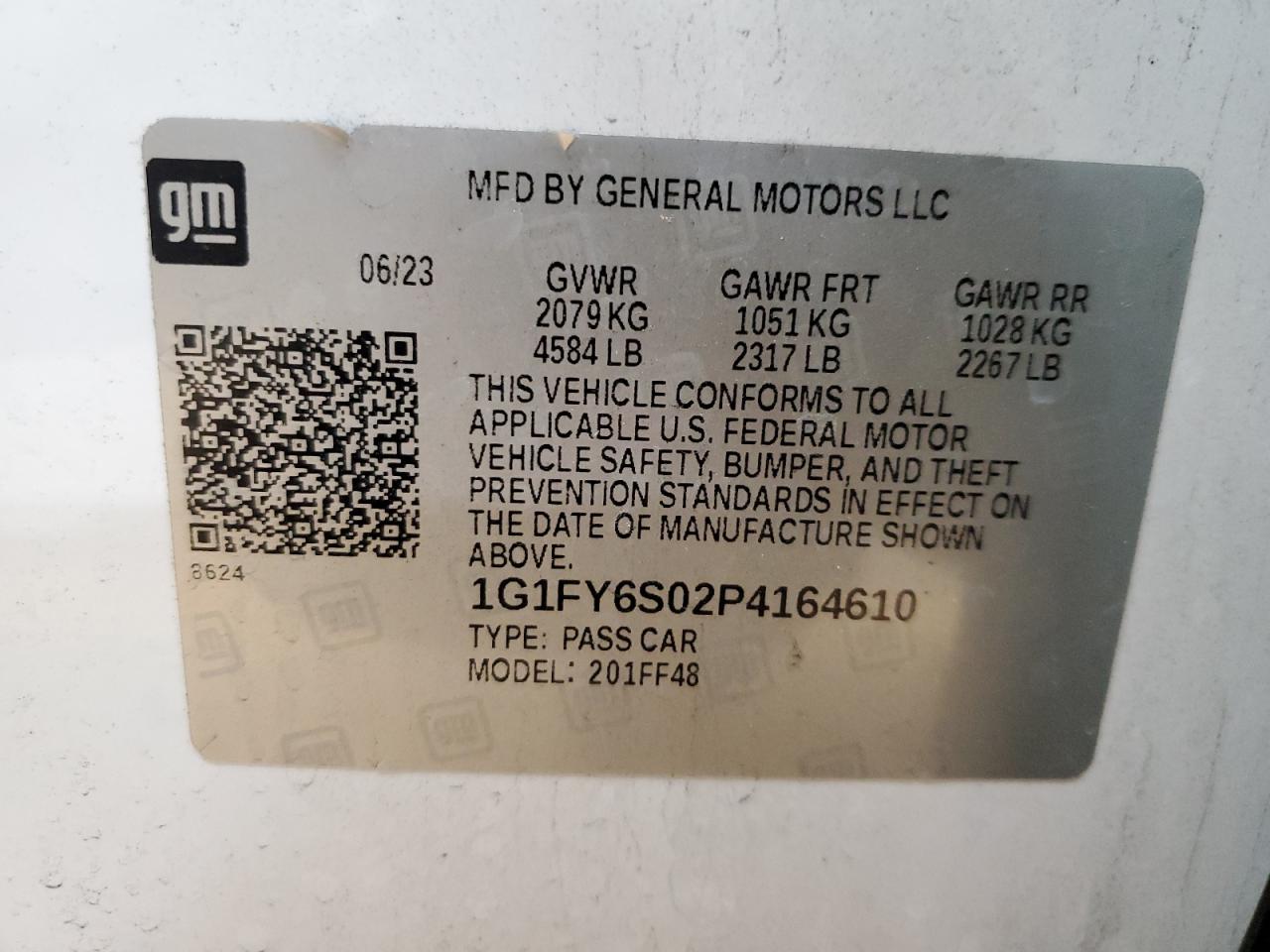 2023 CHEVROLET BOLT EUV LT VIN:1G1FY6S02P4164610