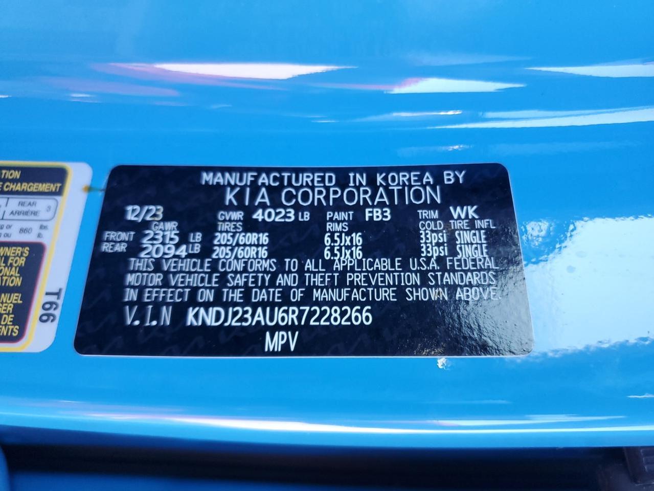 2024 KIA SOUL LX VIN:KNDJ23AU6R7228266