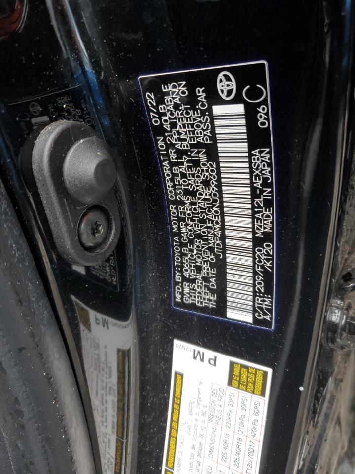 2022 TOYOTA COROLLA SE VIN:JTDP4MCE0NJ099602