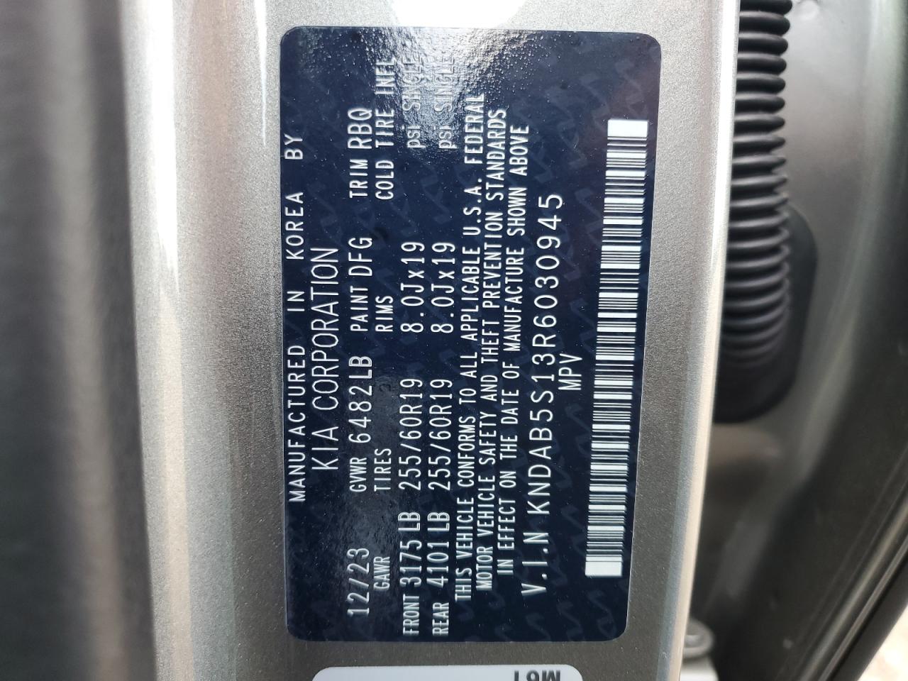 2024 KIA EV9 LIGHT VIN:KNDAB5S13R6030945