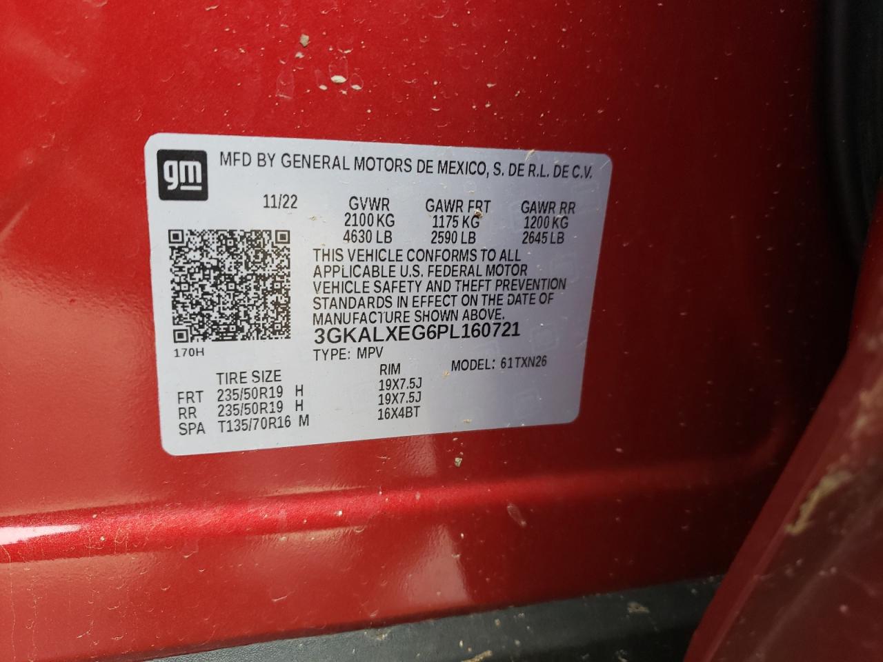 2023 GMC TERRAIN DENALI VIN:3GKALXEG6PL160721