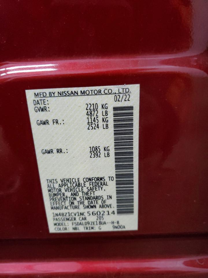 2022 NISSAN LEAF SV PLUS VIN:1N4BZ1CV1NC560214
