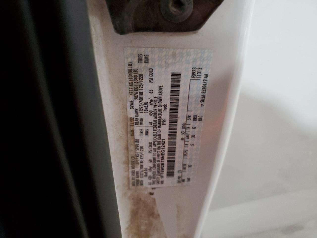 2022 FORD F250 SUPER DUTY VIN:1FT8W2BT5NEG12421