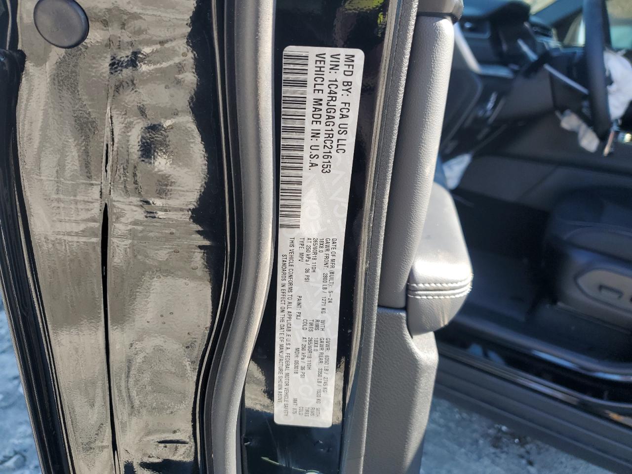 2024 JEEP GRAND CHEROKEE LAREDO VIN:1C4RJGAG1RC216153