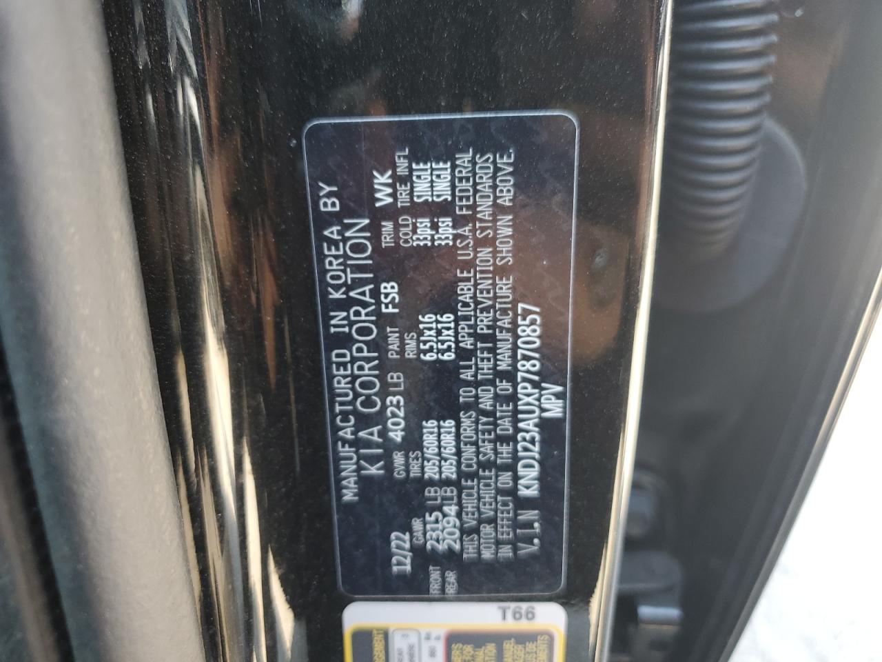 2023 KIA SOUL LX VIN:KNDJ23AUXP7870857