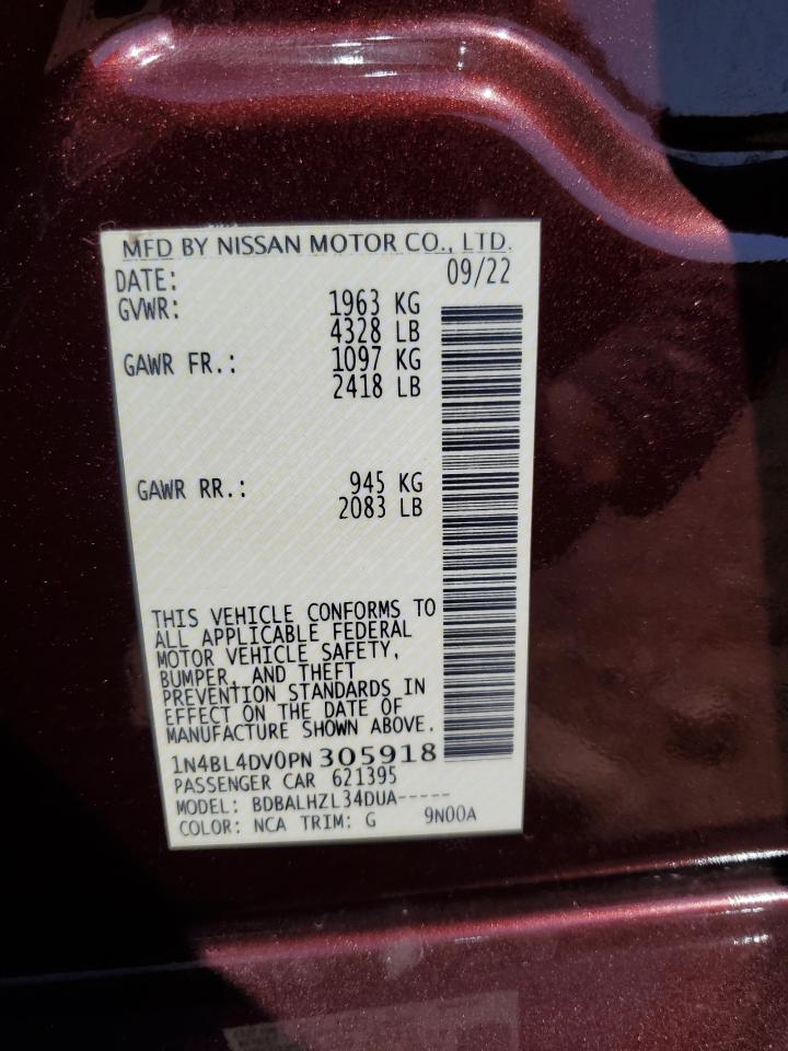 2023 NISSAN ALTIMA SV VIN:1N4BL4DV0PN305918