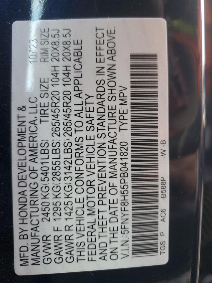 2023 HONDA PASSPORT EXL VIN:5FNYF8H55PB041820