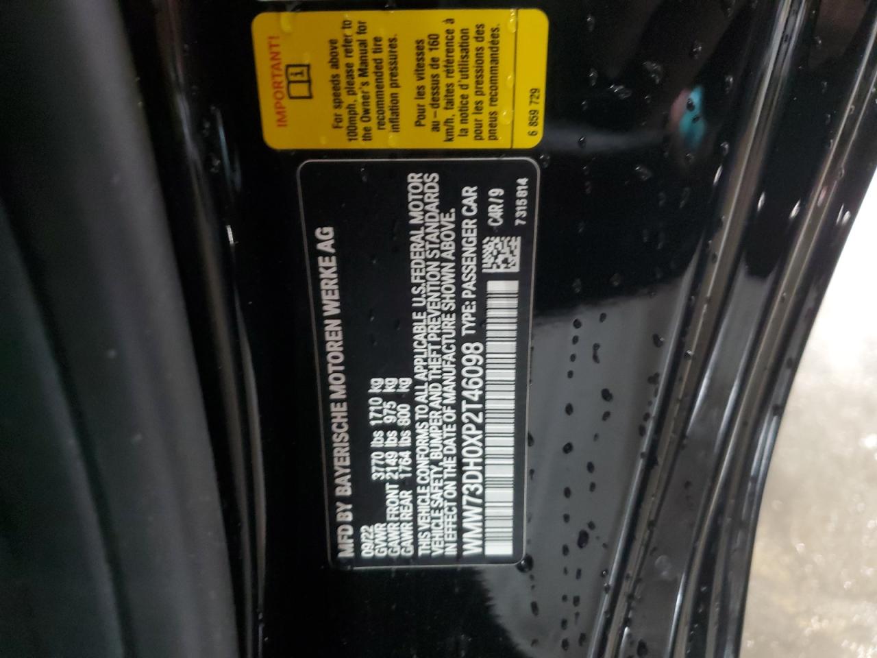 2023 MINI COOPER JOHN COOPER WORKS VIN:WMW73DH0XP2T46098
