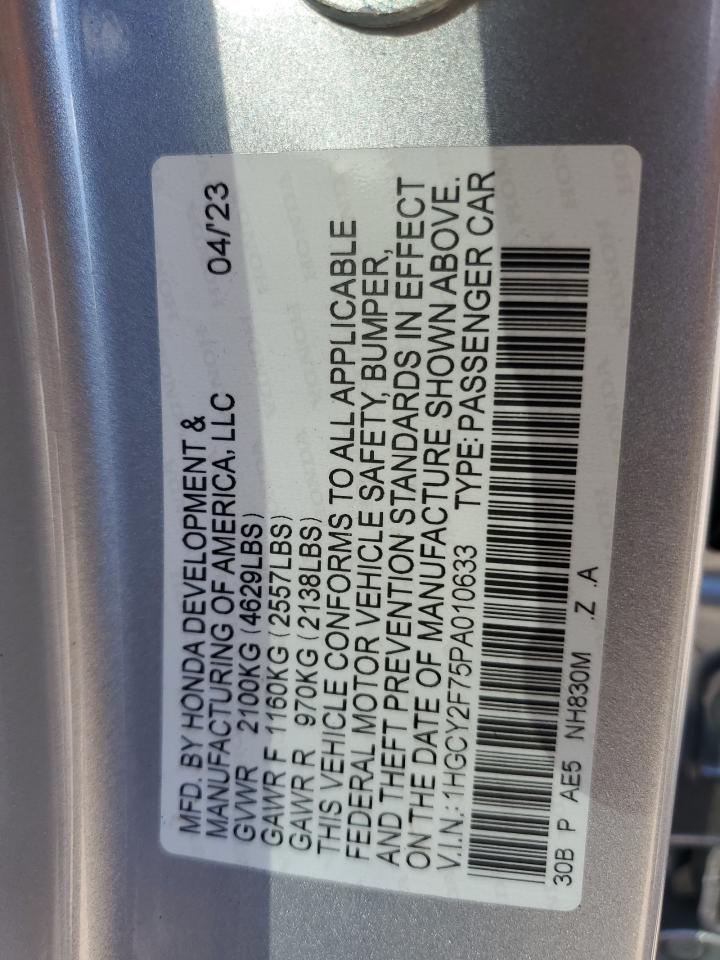 2023 HONDA ACCORD HYBRID SPORT-L VIN:1HGCY2F75PA010633