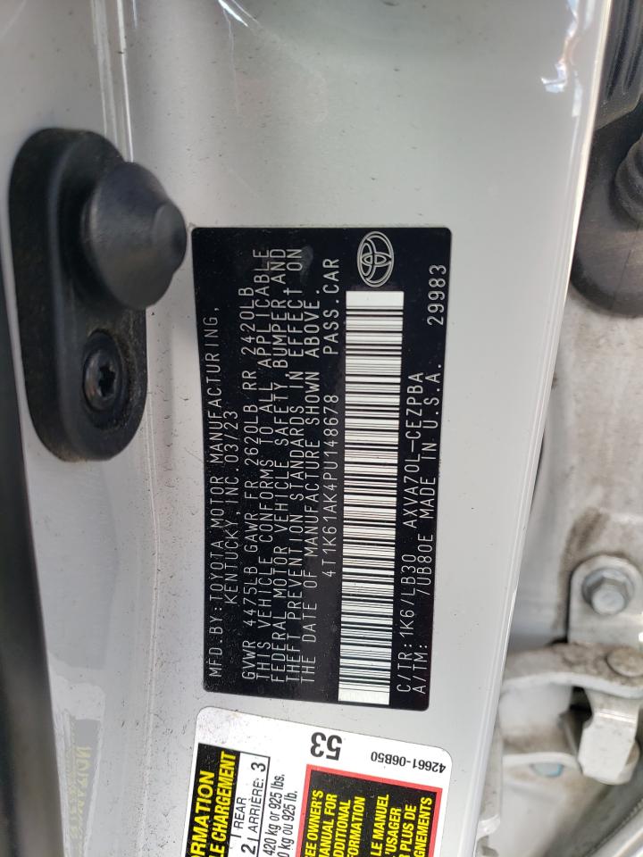 2023 TOYOTA CAMRY XSE VIN:4T1K61AK4PU148678