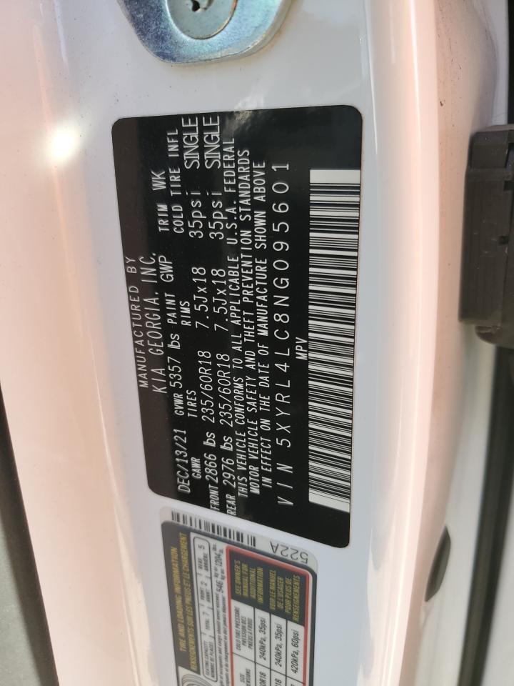 2022 KIA SORENTO S VIN:5XYRL4LC8NG095601