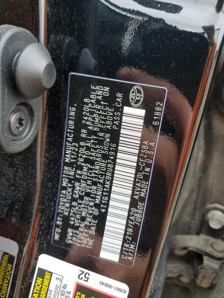 2024 TOYOTA CAMRY SE NIGHT SHADE VIN:4T1G11AK9RU874916